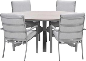 Garden Impressions Senja tuinset 5-delig valley sand - Tulli tuintafel 180x115 cm - light teak vironwood