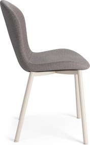 FIORA Lichtgrijs taupe (stof Basel 34) / beige frame - MODERNE GESTOFFEERDE STOEL VOOR WOONKAMER/EETKAMER LOFT