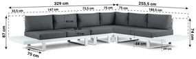 Hoek loungeset 6 personen Aluminium Wit  Lifestyle Garden Furniture Lorenzo