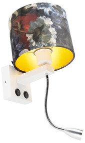 LED Moderne wandlamp wit met kap velours bloemen - Brescia Modern E27 rond Binnenverlichting Lamp