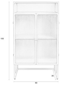 Lichtgroene Kast Met Ribbelglas - 60x35x105cm.