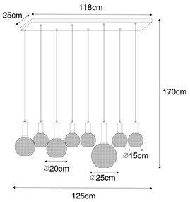 Eettafel / Eetkamer Design hanglamp zwart met smoke glas 8-lichts - Chico Design E27 Binnenverlichting Lamp