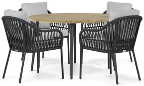Tuinset Ronde Tuintafel 4 personen 130 cm Aluminium/rope Grijs Coco Puerto/Montana