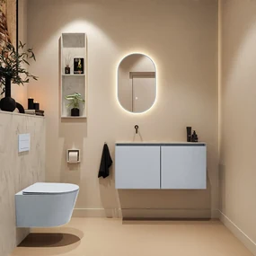 Mondiaz Ture DLux toiletmeubel 100cm clay met wastafel opalo links zonder kraangat