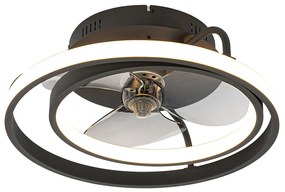 Plafondventilator met lamp zwart incl. LED met afstandsbediening - Kees Design rond Binnenverlichting Lamp