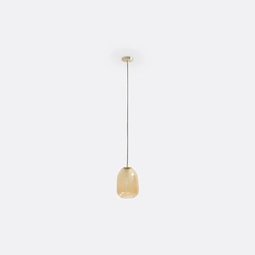 Hanglamp in messing en amber glasØ20 cm, Bumble