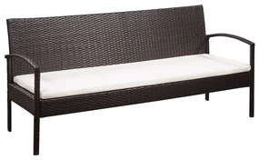 vidaXL 5-delige Loungeset met kussens poly rattan bruin