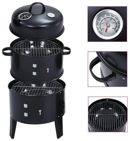 vidaXL Houtskoolroker barbecue-grill 3-in-1 40x80 cm