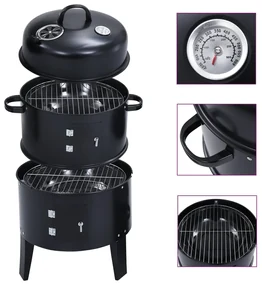 vidaXL Houtskoolroker barbecue-grill 3-in-1 40x80 cm