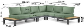 Loungeset 6 personen Aluminium/Teak Grijs Lifestyle Garden Furniture Vittoria