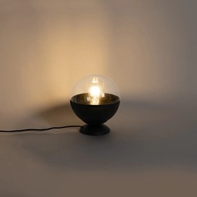 Retro tafellamp zwart met helder glas - Eclipse