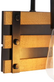 Industriële wandlamp zwart met hout - Paleta Mai