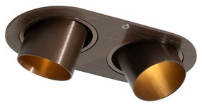 Afgeronde inbouwspot donkerbrons GU10 35mm kantelbaar 2-lichts - Installa