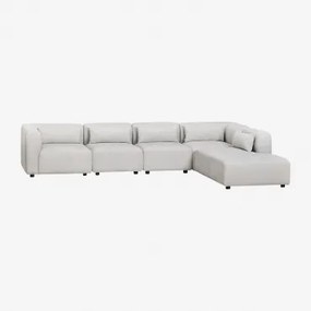 5-delige Modulaire Bank Met Rechter Chaise Longue Fogler Stof Lichtgrijze - Sklum