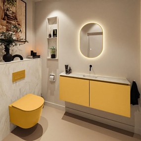 Mondiaz Ture DLux toiletmeubel 120cm ocher met wastafel ostra midden zonder kraangat