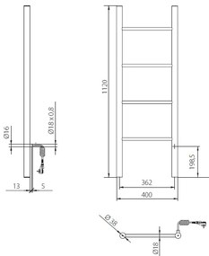 Sapho Karbo elektrische radiator mat zwart 40x112cm 87Watt