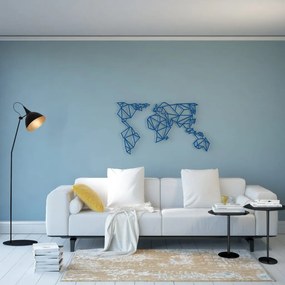 Homemania Wanddecoratie World 100x58 cm staal blauw