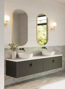 Muebles Ezra badmeubel ribbelfront 200cm zwart mat met wit toppaneel zonder waskom