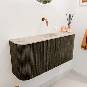 Mondiaz Joya DLux 95cm toiletmeubel ronding links/rechts shadow met wastafel faye midden zonder kraangat frappe