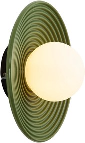 Retro plafondlamp groen met opaal glas - Lila