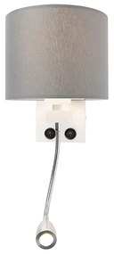 LED Moderne wandlamp wit met grijze kap - Brescia Modern E27 rond Binnenverlichting Lamp