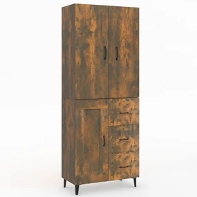 vidaXL Hoge kast 69,5x34x180 cm bewerkt hout gerookt eikenkleurig