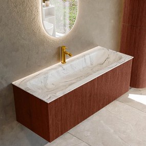 Mondiaz Kurve-dlux 120cm badmeubel ruby met 1 lade en wastafel big large midden 1 kraangat glace