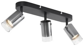 Moderne plafondSpot / Opbouwspot / Plafondspot gunmetal 3-lichts draai- en verstelbaar - Drain Modern GU10 rond Binnenverlichting Lamp