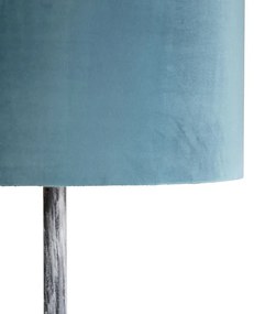 Vloerlamp antiek grijs velours kap blauw 40 cm - Simplo Retro E27 Binnenverlichting Lamp