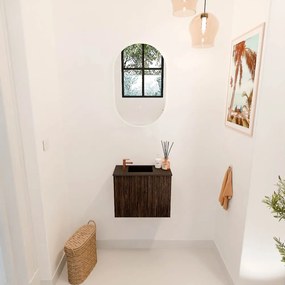 Mondiaz Joya 50cm toiletmeubel walnut met wastafel faye links 1 kraangat urban