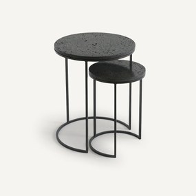 Set van 2 bijzettafels in lavasteen, Anaximène