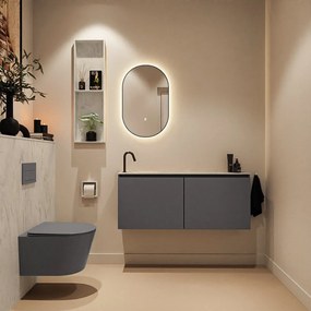 Mondiaz Ture DLux toiletmeubel 120cm dark grey met wastafel opalo links met kraangat