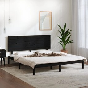 vidaXL Bedframe massief hout zwart 150x200 cm 5FT King Size