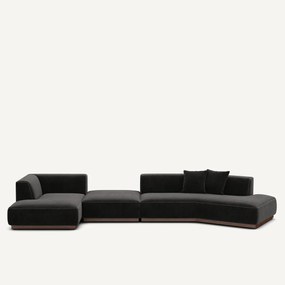 Open hoekbank links XL in chenille fluweel, JACOPO