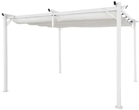 Witte La Palma terraspergola 3x4m met Garden Point gordijnen