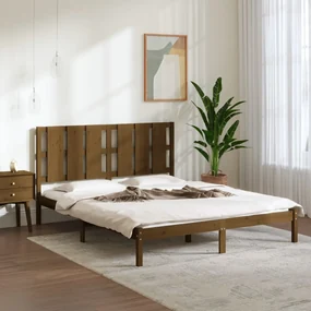 vidaXL Bedframe massief grenenhout honingbruin 160x200 cm