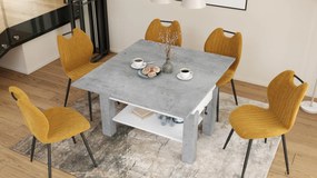 BRAVO beton / wit – uitschuifbare en in hoogte verstelbare salontafel, tafel met plank