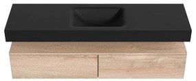 Zaro Alan badmeubel 160cm washed oak 2 lades met vrijhangende wastafel cloud midden zonder kraangat urban