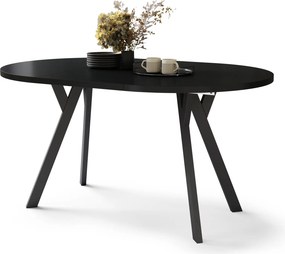 ALMO 100 Zwarte/Zwarte poten - RONDE LOFT/INDUSTRIËLE TAFEL VOOR WOONKAMER/EETKAMER, UITSCHUIFBAAR