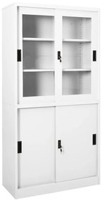 vidaXL Kantoorkast met schuifdeuren 90x40x180 cm staal wit