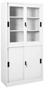vidaXL Kantoorkast met schuifdeuren 90x40x180 cm staal wit