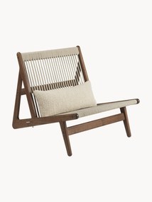 Handgemaakte loungefauteuil MR01 Initial van walnoothout met stoelkussen