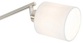 Stoffen PlafondSpot / Opbouwspot / Plafondspot staal met witte kap 4-lichts verstelbaar - Hetta Modern, Design E14 Binnenverlichting Lamp