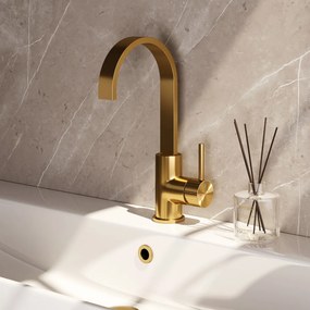 Brauer Stripe wastafelkraan met draaibare platte uitloop model A messing geborsteld PVD