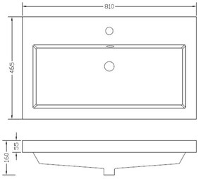 Mueller Single mineraalmarmer wastafel 80x46cm