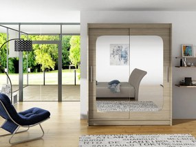 Kledingkast Closico 135, Sonoma eik, 200x150x58cm, 116 kg, Kledingkast deuren: Schuivend, Aantal planken: 5, Aantal planken: 5