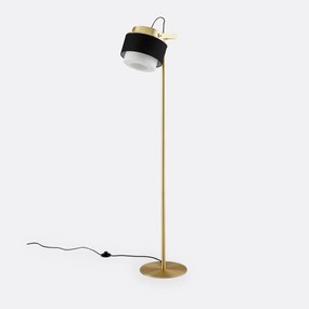 Richtbare staande lamp, messing, opalineglas, katoen