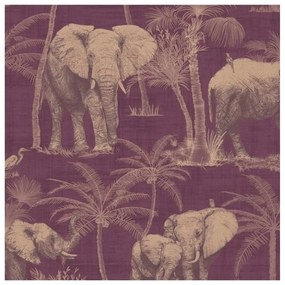 DUTCH WALLCOVERINGS Behang Elephant Grove auberginekleurig