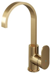 Brauer Gold Edition ColdStart wastafelkraan met draaibare platte uitloop model C geborsteld messing PVD