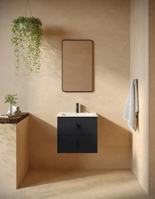 Muebles Marbella badmeubel ribbelfront 60cm antraciet mat met witte wastafel met kraangat